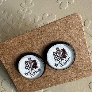 ❄️ SALE! Brand New Holiday Earrings Christmas Trees and Cross .5” Studs